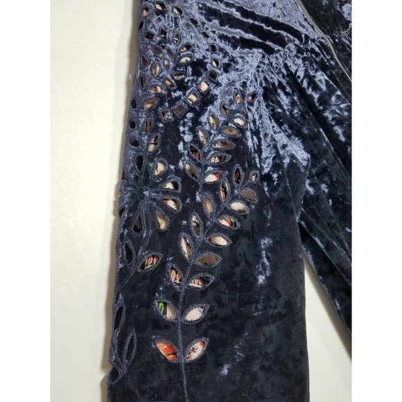 Entro Jacket Womens Size Medium blue Navy cut-out detail super soft zip up loose - Picture 4 of 14